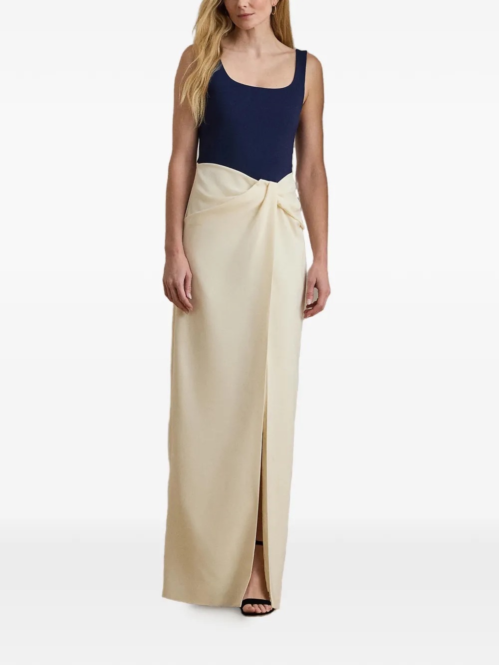Lauren Ralph Lauren Two Tone Twist Detail Maxi Dress
